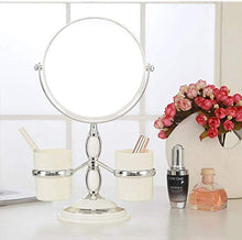 ADSE Specchio per Il Trucco Specchio per Il Trucco da Tavolo Double Face EuropeanStyle Desktop con Specchio di archiviazione Specchio per Specchio Portatile Princess Beauty (Rotondo)