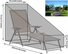 mychoose copertura per sdraio da giardino per esterni, tessuto Oxford 210D impermeabile in rattan, protezione per tutte le condizioni atmosferiche, 208 x 76 x 41/79 cm (grigio)