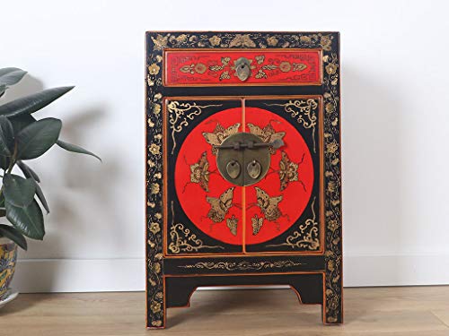 Yajutang credenza cassettiera cinese 1 cassetto 2 ante dipinte nero