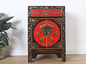 Yajutang credenza cassettiera cinese 1 cassetto 2 ante dipinte nero