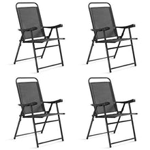 COSTWAY Set di 4 Sedie Pieghevoli da Giardino, Sedie da Esterno Ergonomiche, per Cortile Piscina e Giardino, Grigio Scuro