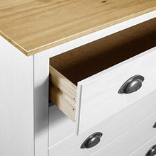 Ausla - Mobiletto Hill con 5 cassetti, in legno, per camera da letto, soggiorno, cucina, 79 x 40 x 96,5 cm, bianco e legno chiaro