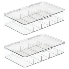 mDesign Porta Medicine – Contenitore plastica Senza BPA impilabile con Coperchio per medicinali – Cassetta Pronto Soccorso a 5 Scomparti per unguenti, Medicine, ECC. – Set da 2 – Trasparente