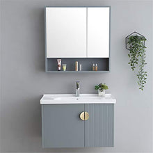 NgMik Cabinet Specchio Lavabo Simple Wood Bagno Bagno Combinazione Bagno Bagno Lavabo in Ceramica Bagno Bagno Bagno Bagno Mobile da Bagno Facile da Pulire (Color : Gray, Size : 48x81x53cm)