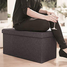 Relaxdays 10019048_93 Pouf con Contenitore XL, con Coperchio, Panca Pieghevole, Sgabello Poggiapiedi, 36x76x38 cm, Marrone