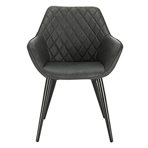 WOLTU BH251an-1 Sedia da Cucina Poltrona per Soggiorno Imbottita Estetica in Ecopelle Antracite Gambe in Metallo