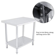 Tavolo da catering, resistente e durevole, a 2 strati, in acciaio inox, grande spazio per riporre oggetti da cucina, preparazione di cibo, 91 x 61 x 85 cm
