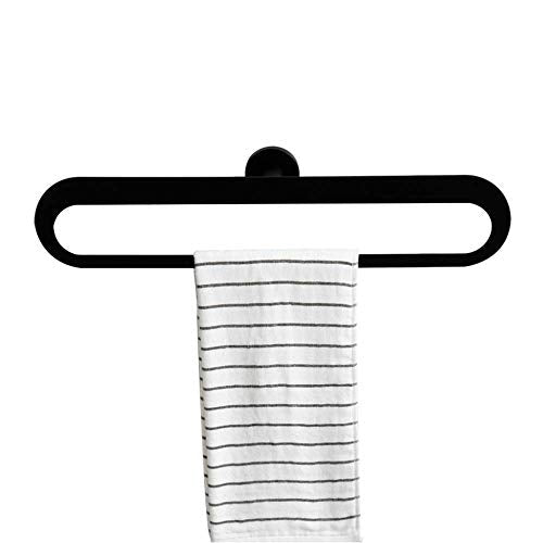 Bagno portasciugamani fisso Rails portasciugamani bagno di alluminio dello spazio a muro Bagno Doccia Anello del gancio del tovagliolo Nero Nero 50x10cm (Color : Black)