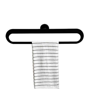 Bagno portasciugamani fisso Rails portasciugamani bagno di alluminio dello spazio a muro Bagno Doccia Anello del gancio del tovagliolo Nero Nero 50x10cm (Color : Black)