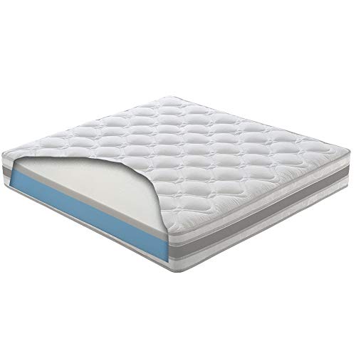 Nicoflex Lisbona Materasso Memory, Poliuretano/Cotone, Bianco, Esclusiva Amazon, 190x120x20 cm, una piazza e mezza, memory e ipoallergenico