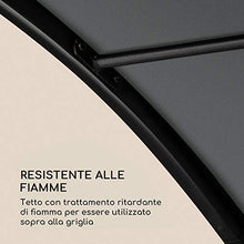 blumfeldt Steakhouse - Copertura per Griglia, Protezione Barbecue, Gazebo, 220x215x140cm, Poliestere, 180 g/m², Ripiani Interni Vetro, Ganci per Utensili, Ignifugo, Acciaio, Colore Grigio