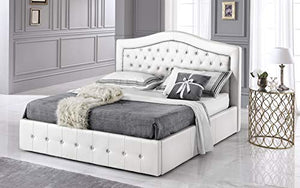 Dafne Italian Design Letto matrimoniale contenitore bianco, testiera imbottita trapuntata. - cm. 174 x 210 x 120 per materasso 160x90