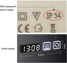 Specchio Rotondo A Muro Controluce LED, Specchio da bagno illuminato a LED a parete, specchio da bagno intelligente a LED, specchio anti-nebbia a parete rotondo con cornice, con tempo e temperatura, p