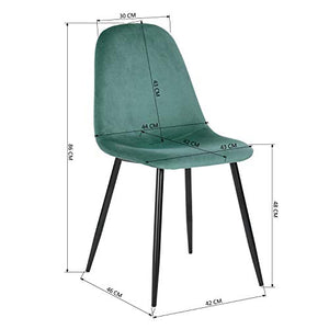 MEUBLE COSY chaise de bureau sedia metallo,velluto verde 42,5 x 54,5 x 86 cm