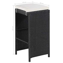 Tidyard Set Arredo Giardino/Set Tavolino Bar/Set Mobili Bistro, Tavolo con 4 Sedie e 4 Cuscini, PE/Vetro/Acciaio