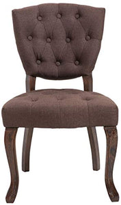 CLP Sedia Pranzo Vintage Elysa in Tessuto I Poltroncina rétro Design Chesterfield con Telaio in Legno di caucciù, Colore:Marrone, Colore della Cornice:Antico Scuro