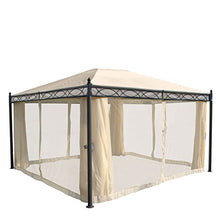 Mendler Gazebo pergola baldacchino Cadice Acciaio Poliestere 4x3m Avorio con Tende e zanzariere