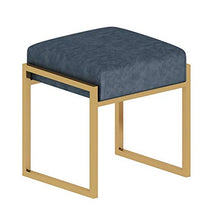 Jiangang- Moda poggiapiedi imbottito cuoio artificiale del sedile 丨 Ferro Sgabello Piazza Pouffe banco trucco Sgabello 丨 multifunzionale in pelle poggiapiedi scarpe Cambio Sgabello-43x37x45cm, Gold Fr