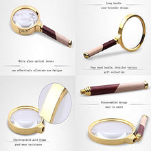Clear4World - Specchio ingrandito con manico in legno, per lettura di vecchio, ad alta ingrandimento da 90 mm, lente in vetro ottico