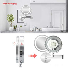 Specchio cosmetico a LED Specchio da Bagno a LED USB Ricarica 10 Volte ingrandimento 360 ° Angolo di Rotazione Pieghevole Design Touch Control 2 Facce dello Specchio