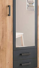 Moderno modo imitazione quercia porta girevole specchio dell'armadio porta dell'armadio 4, comprendente due mirroring porta rapidamente e facilmente assemblata,180 cm