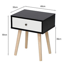 Comodini Camera con Cassetti,Set 2 Moderni Tavolini Laterale, tavolino per Divano, Organizer per Camera da Letto, Conservazione per Soggiorno (Nero e Bianco, 40 x 30 x 50 CM)