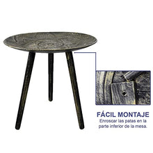 Hogar y Mas Tavolino in Legno Nero e Oro, Mandala, Tavolo Decorativo Originale. Comodino al ø54 cm X 48 cm