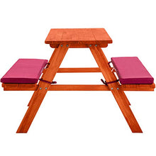 TecTake 800807 Set Tavolo e Panche Bambini in Legno, Arredamento da Campeggio Picnic, Morbidi Cuscini, Giardino Terrazza Esterni - Disponibile in Diversi Colori (Rosso)