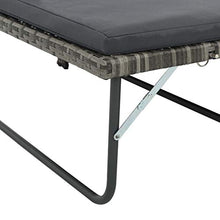 Tidyard Set Divano da Giardino in PE Rattan Regolabile, Divano Letto da Giardino Esterno e Poggiapiedi con Cuscini, 123 x 117 x 66, Grigio