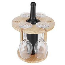 HERCHR Portabottiglie in Legno, portabottiglie da appoggio per Bicchieri da Vino con 6 Fori per Bicchieri da Vino per Organizer da Tavolo per Arredamento da casa