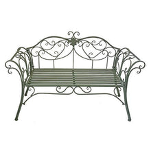Panca da giardino per terrazza panchina in metallo per esterni, panca lounge per balcone con schienale e braccioli, seduta da cortile con struttura in ghisa, panca con mobili da giardino resistente