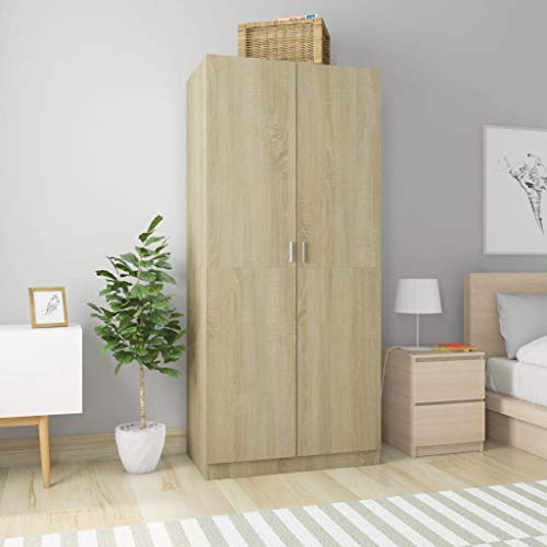 Tidyard Armadio Rovere Sonoma 90x52x200 cm in Truciolato, Armadietto Portascope Rovere Sonoma in Truciolato, Armadietto Multifunzionale Rovere SonomaLucido