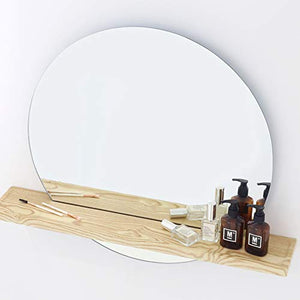 HXLQ Specchio Bagno con Mensola, Specchio da Parete Rotondo, Specchio Cosmetico Senza Cornice per Bagno, Camera da Letto, Ingresso, 50/60/70/80 CM