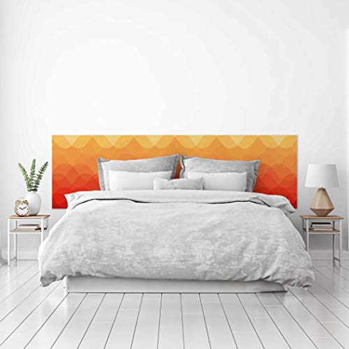 MEGADECOR Testiera per letto in PVC, decorativa, economica, con motivo astratto al tramonto e scritta 