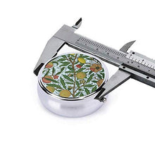 Fruit William Morris - Contenitore per pillole, rotondo, con 3 scomparti, in metallo, per medicinali e vitamine, per viaggi all'aperto