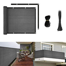 Longdafei - Telo per balcone, protezione dai raggi UV, resistente alle intemperie, con fascette stringicavo, tessuto speciale HDPE, 5 m (90 x 500 cm), colore: grigio