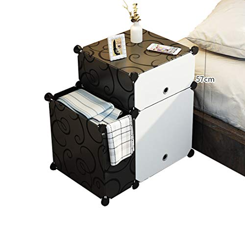 OCCP Armadietto da Camera da Letto Fai-da-Te Armadio Multifunzionale Scatola di plastica Decorazione Domestica e Deposito per Bambini (Nero Bianco),B