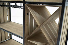 giordano shop Cantinetta Portabottiglie 124x32x94 cm con Portabicchieri in Ferro e Legno Sid Nera