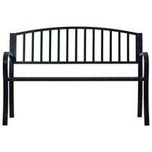 Panca da giardino in acciaio, braccioli in metallo, 125 x 53 x 82 cm, colore: nero