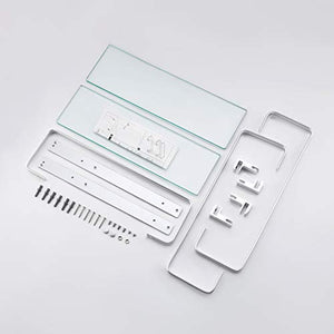 KES Mensola Bagno Vetro con Portasciugamani, Mensola Vetro Temperato 8MM di Spessore, 2-Livelli Mensola con Porta Asciugamani da Parete Alluminio Argento, A4127B