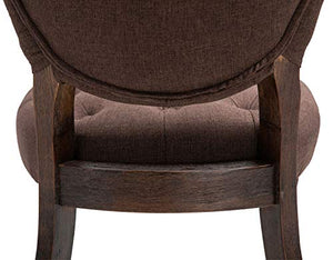 CLP Sedia Pranzo Vintage Elysa in Tessuto I Poltroncina rétro Design Chesterfield con Telaio in Legno di caucciù, Colore:Marrone, Colore della Cornice:Antico Scuro