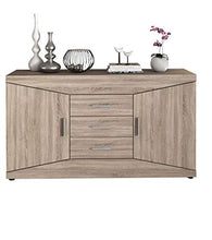 Homeface Diamond Sideboard 83-03 - Armadio per soggiorno, cassettiera / parte frontale / corpo: Sonoma Truffel / 2 ante, 4 scomparti, 3 cassetti, 151,3 x 84 x 39,9 cm, design moderno