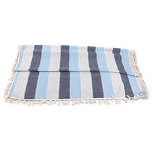 Weisin Dining Table Cloth Blue Spliced Stripe Tassel Tablecloth Decorative Home Accessory,Blu Navy