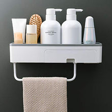 Scaffale A Parete In Plastica Ventosa Scaffale Per Bagno Sciampo Contenitore Cosmetico Accessori Da Bagno Multifunzione 31.5x12cm Grigio