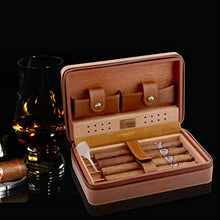 Cgf Exquisit Humidor di Viaggio, Portatile in Legno di Cedro in Legno di Viaggio in Pelle di Viaggio in Pelle di Viaggio, può memorizzare 4 sigari Adatti for Regali di Compleanno Buoni Regali humidor
