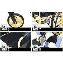 Carrozzine Semoventi, Transit Portatile Travel Self-Style, Old Man Pieghevole Lega di Alluminio Cuscino Oxford Traspirante Pu Bracciolo Impermeabile Schienale Pieghevole Luce A