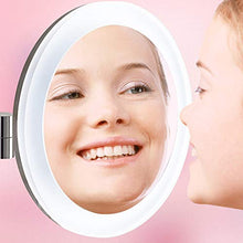 Specchio per Trucco LED Senza Cornice con Specchio Luminoso Specchio Telescopico Pieghevole A Un Lato Specchio Ingranditore da Parete per Bagno