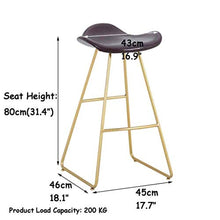 LWW Sgabelli, in pelle marrone cucina presiede i piedini in metallo per colazione Contatore e Casa Sgabello arte del ferro individuale pranzo Angolo Altezza moderne imbottite Schienali,Seatheight80cm