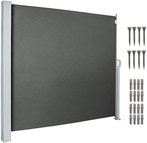 uyoyous 160 x 300 cm tenda laterale in alluminio estensibile per balcone e terrazzo, protezione da sguardi indiscreti, protezione dal vento, rullo laterale e rullo di ritorno automatico