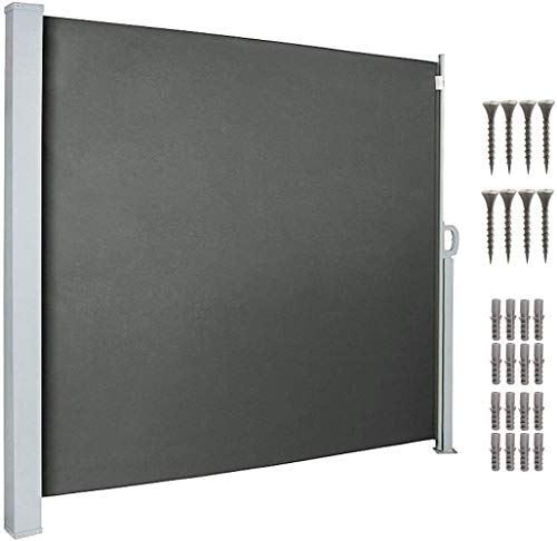 uyoyous 160 x 300 cm tenda laterale in alluminio estensibile per balcone e terrazzo, protezione da sguardi indiscreti, protezione dal vento, rullo laterale e rullo di ritorno automatico